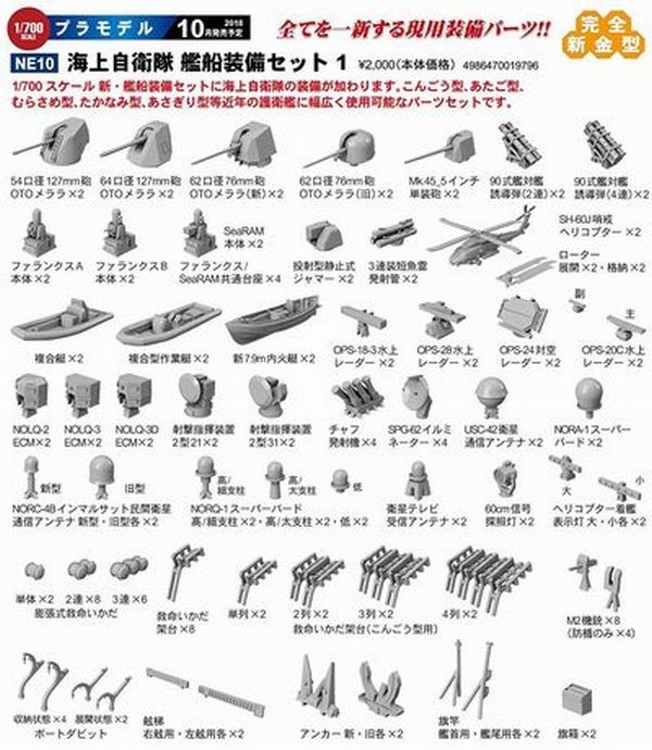 海上自衛隊 艦船装備セット1 （1/700スケール スカイウェーブ 艦船装備 NE-10 NE10）の商品画像