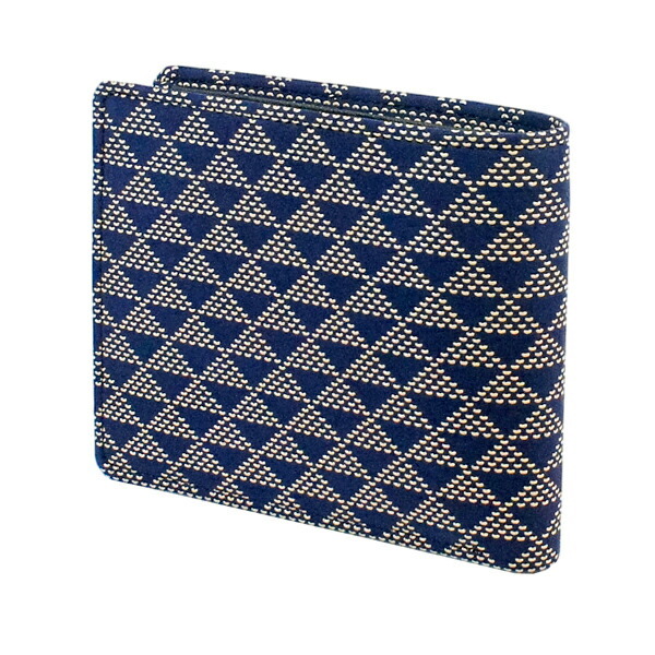 印傳屋 札入J 2006（波うろこ/紺地×白漆）