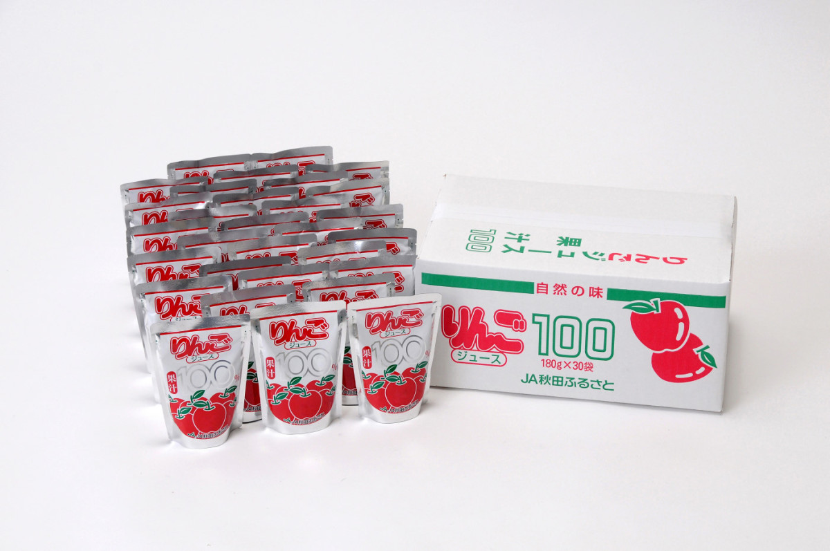 秋田ふるさと 果汁100%りんごジュース パウチ 180g×30の商品画像