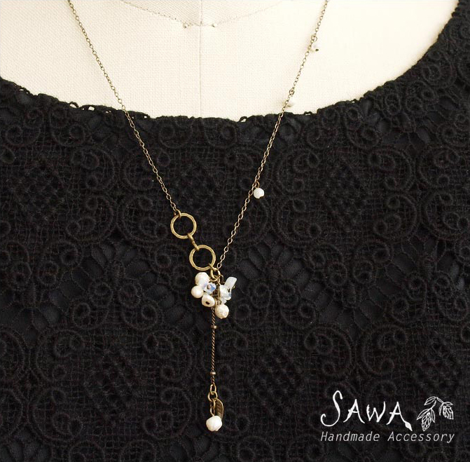 【SAWA サワ】淡水パール と 天然石 の ネックレス
