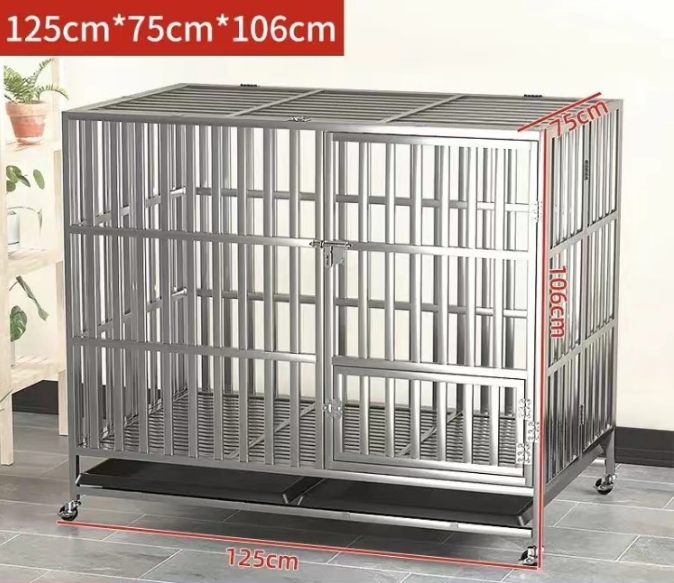  pet cage dog house 202 stainless steel difficult to rust dog . kennel with casters . angle pipe folding type assembly folding . small size dog large dog medium sized dog rabbit pet 