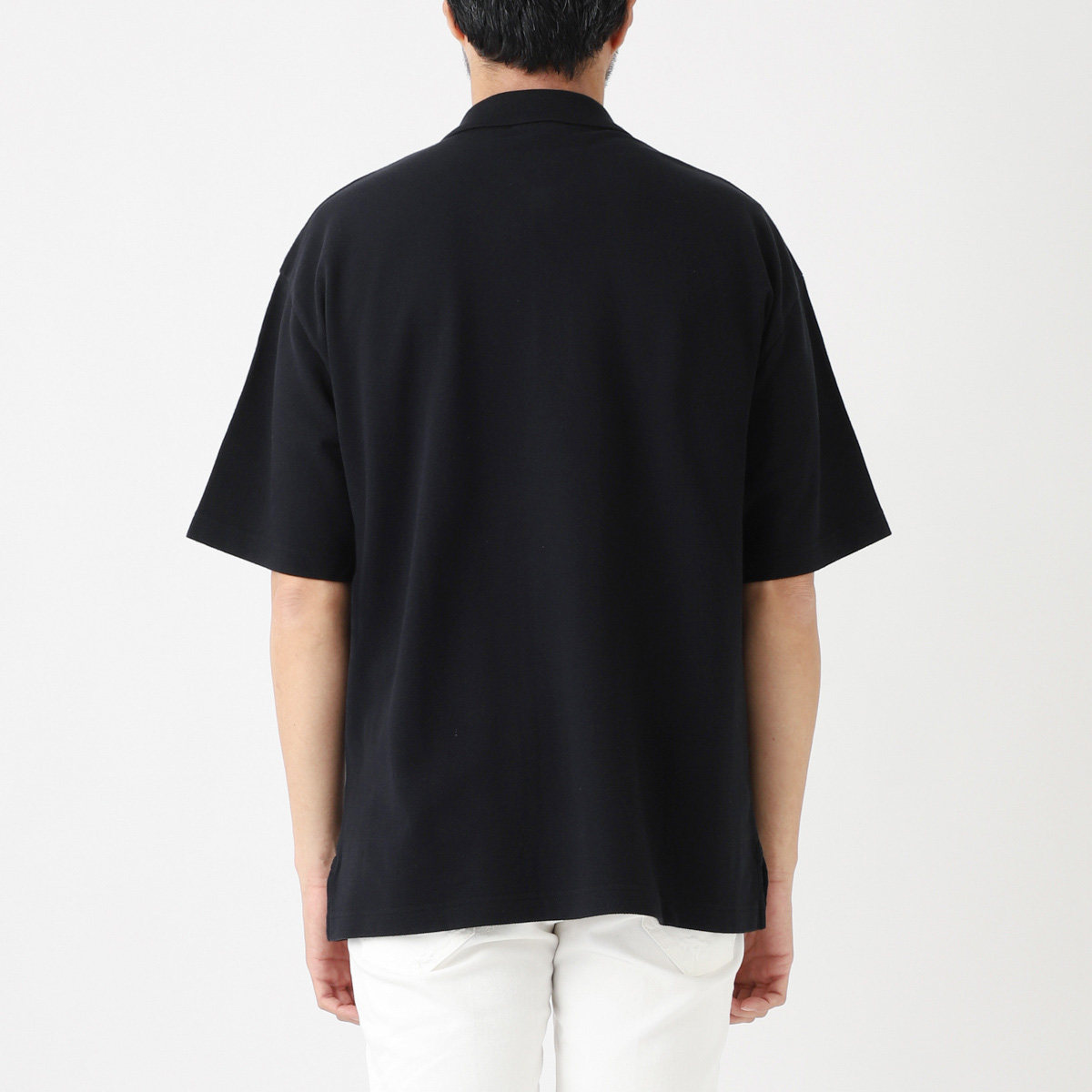  mezzo n лисица MAISON KITSUNE рубашка-поло BOLD FOX HEAD PATCH OVERSIZE POLO мужской mm00202kj7010-p199-black