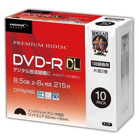 磁気研究所 録画用DVD-R DL 8倍速 10枚 HDDR21JCP10SC （CPRM対応） HIDISC 記録用DVDメディアの商品画像