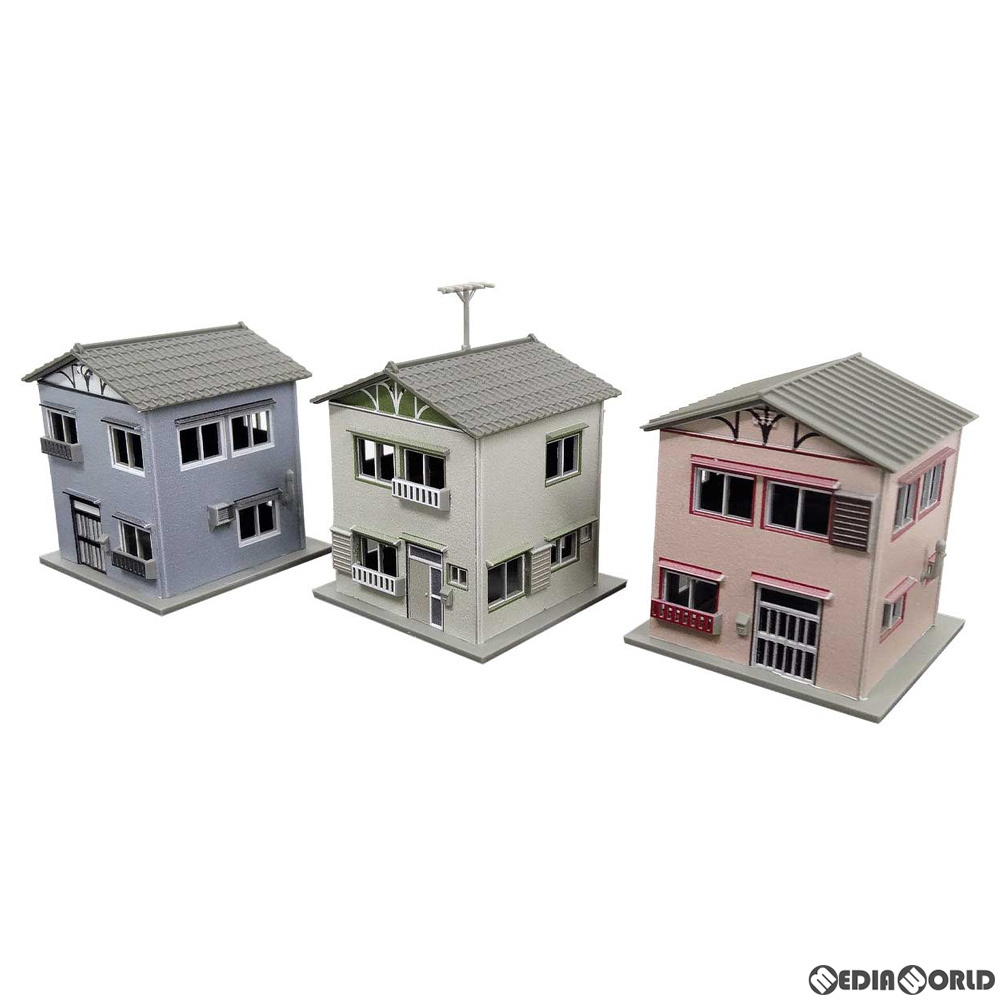 グリーンマックス GREENMAX 着色済み 住宅セットC（昭和モダン建築・3棟入り） 2600 Nゲージ用レイアウト用品の商品画像