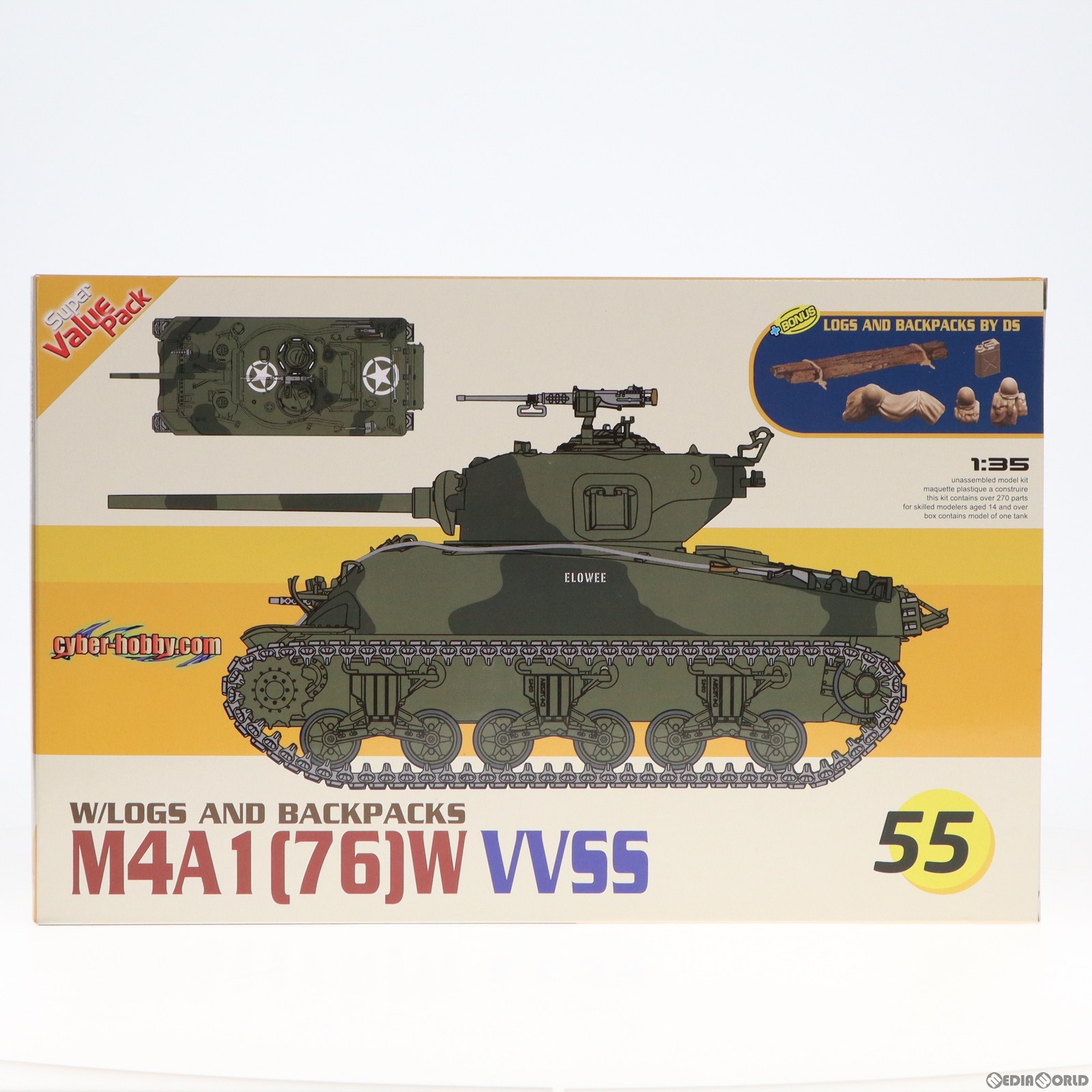 サイバーホビー WW.II アメリカ軍 M4A1（76）W VVSS シャーマン （1/35スケール CH9155） ミリタリー模型の商品画像