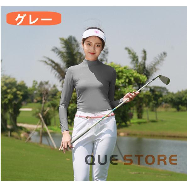  Golf рубашка женский Golf одежда контакт охлаждающий тонкий внутренний рубашка UV cut ультрафиолетовые лучи прекращение вентиляция скорость . с высоким воротником прохладный одежда лето предмет длинный рукав 
