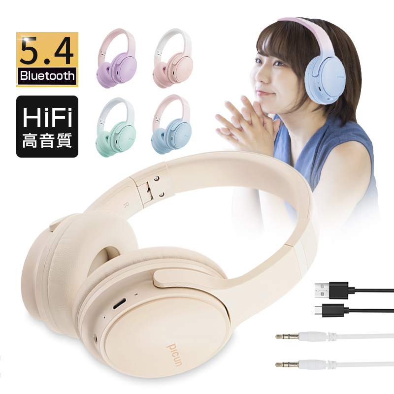  wireless headphone headset Bluetooth5.3 3.5mm audio cable attaching wire wireless both for 2 pcs same time connection USB charge maximum 30 hour .. folding type storage convenience 