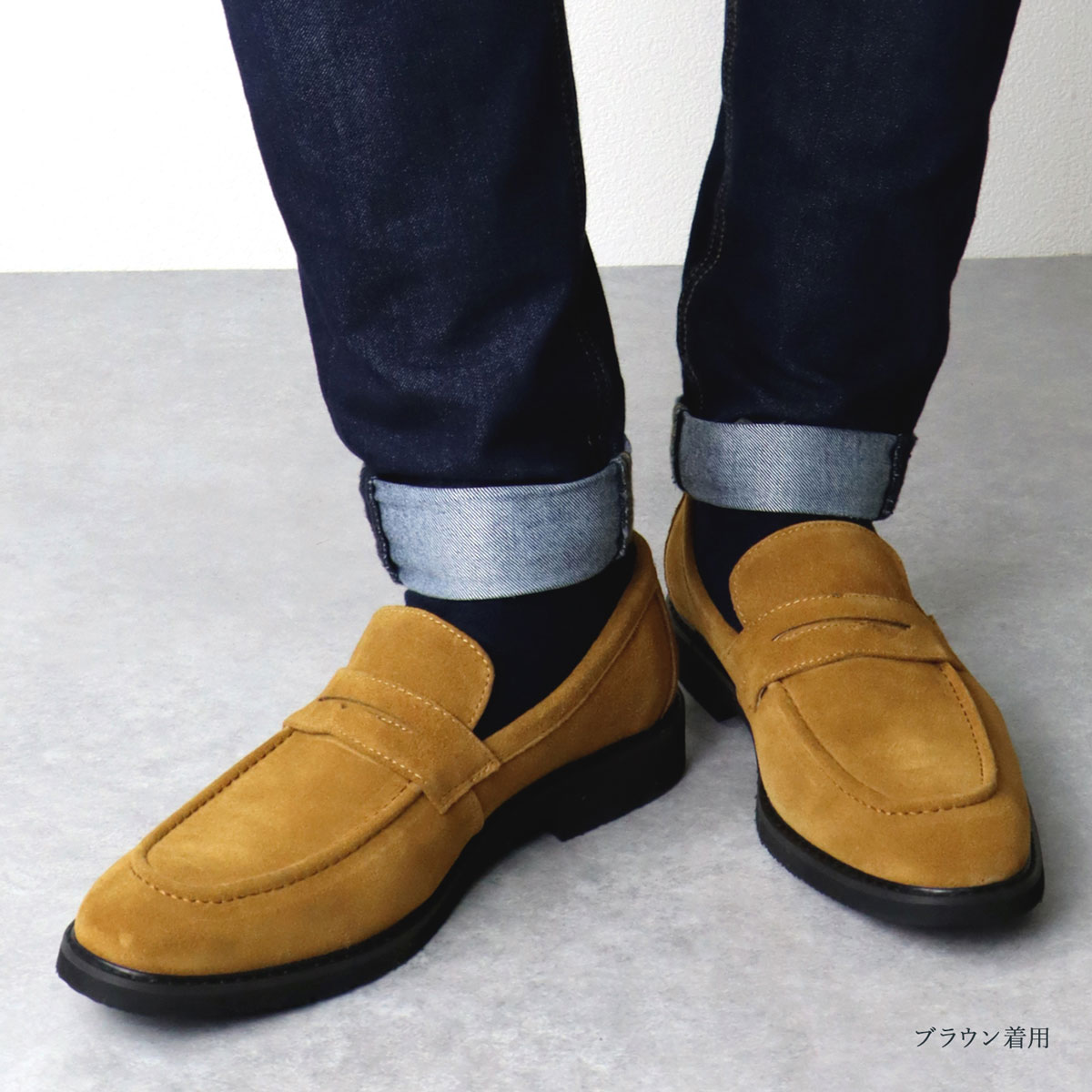 Loafer мужской натуральная кожа сделано в Японии чёрный монета кожа обувь бизнес casual надеть обувь ... замша 25-27cm No.5264tetes отметка использование 