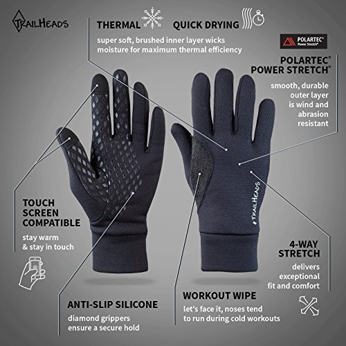 TrailHeads men's power stretch touch screen running glove L size flat line import flat line import 