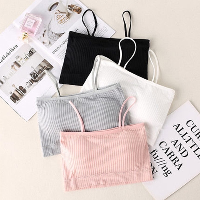bla top tube top camisole rib material inner underwear bla cup attaching camisole Dance yoga non wire stretch sports bra part shop put on 
