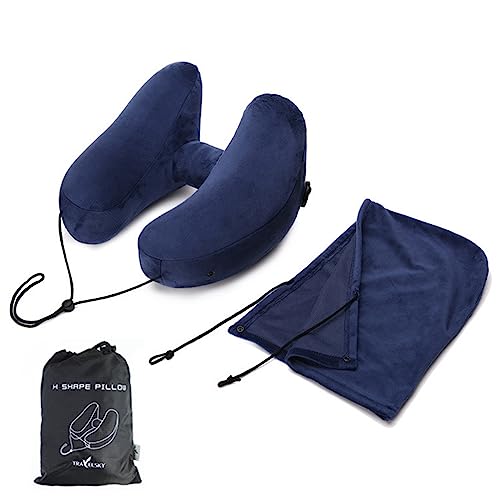 Exgox подушка для шеи самолет H type воздушный pillow подушка для шеи ... compact перевозка удобный легкий путешествие мобильный подушка самолет / машина / автобус / Shinkansen / диван 