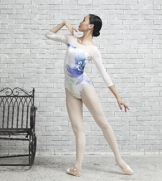  балет Leotard Junior взрослый длинный рукав сетка mi ho low b