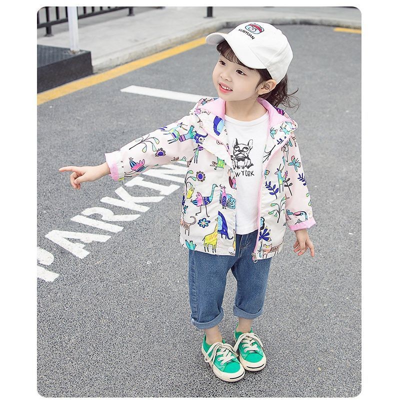 ウインドブレーカー ジャンパー キッズ ベビー 子供 女の子 イラスト プリント フード パーカー ジップアップ アウター ピンク かわいい お出かけ Aut おとりよせ Com 通販 Yahoo ショッピング