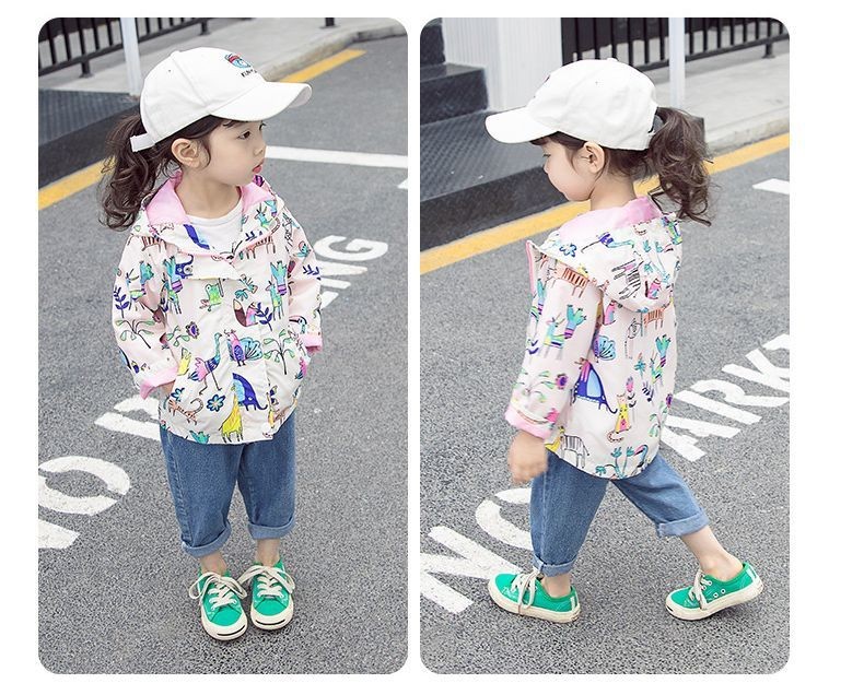 ウインドブレーカー ジャンパー キッズ ベビー 子供 女の子 イラスト プリント フード パーカー ジップアップ アウター ピンク かわいい お出かけ Aut おとりよせ Com 通販 Yahoo ショッピング