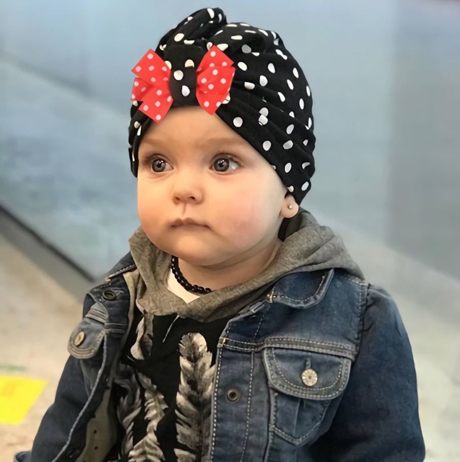 帽子 ターバン ヘアアクセサリー 赤ちゃん ベビー用 リボン ドット シンプル ガーリー かわいい キュート 贈り物 お出かけ 誕生日 出産祝い カラ 男女兼用