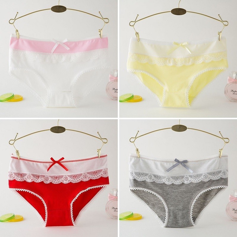 パンツ レディース 下着 セット メンズ リボン飾り 男の子 綿 女の子 レース ストライプ柄 ローウェスト 通気性良い