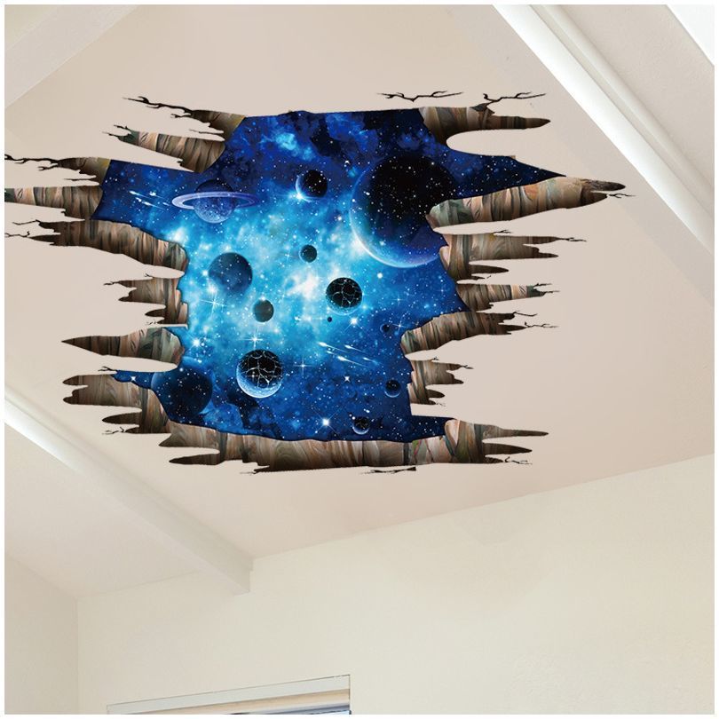 ウォールステッカー 壁紙シール 3d 立体的 トリックアート だまし絵 宇宙 星 惑星 床 天井 ルームデコレーション ウォールデコレーション 壁面装 Zak おとりよせ Com 通販 Yahoo ショッピング