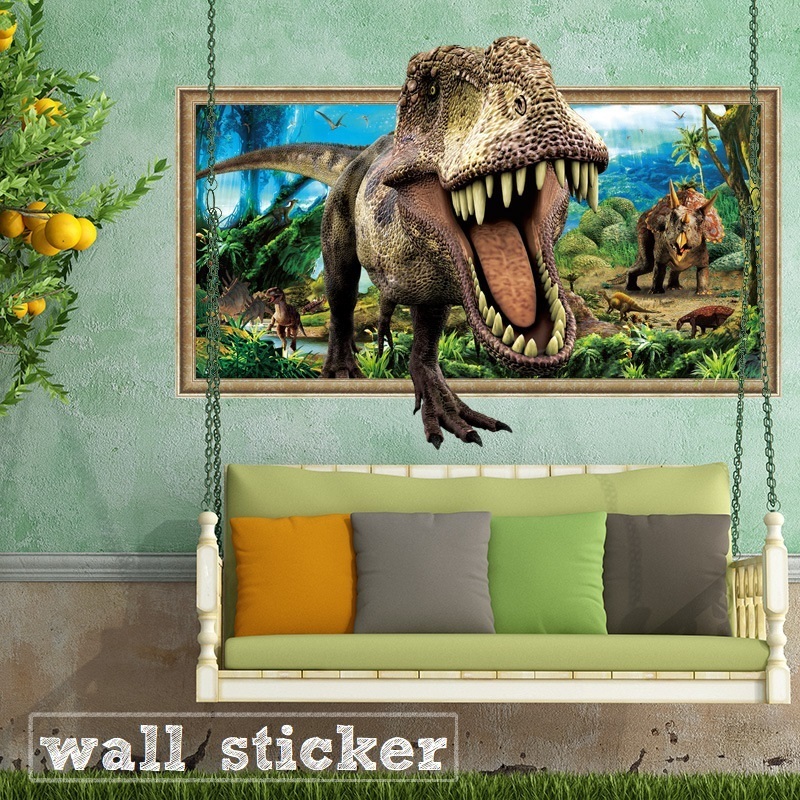 早割クーポン ウォールステッカー ウォールシール 3d 立体 貼ってはがせる 恐竜 ダイナソー トリックアート だまし絵 飛び出す 床 壁紙 壁面装飾 壁装飾 装飾