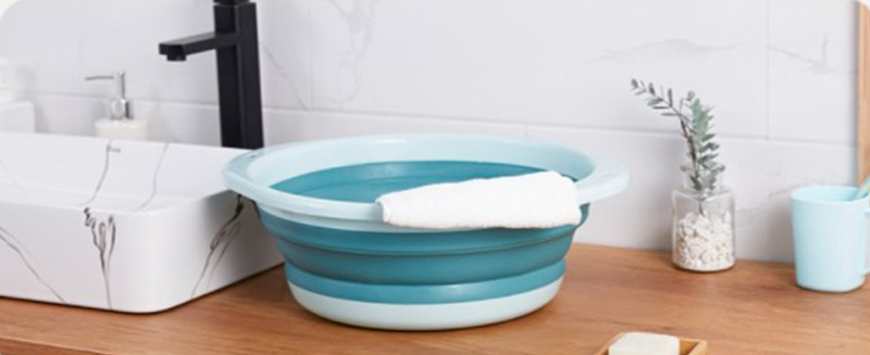  folding face washing vessel washtub silicon bucket . therefore . wash . space-saving round type circle shape smaller kitchen bath laundry cleaning wash .. soft sink 