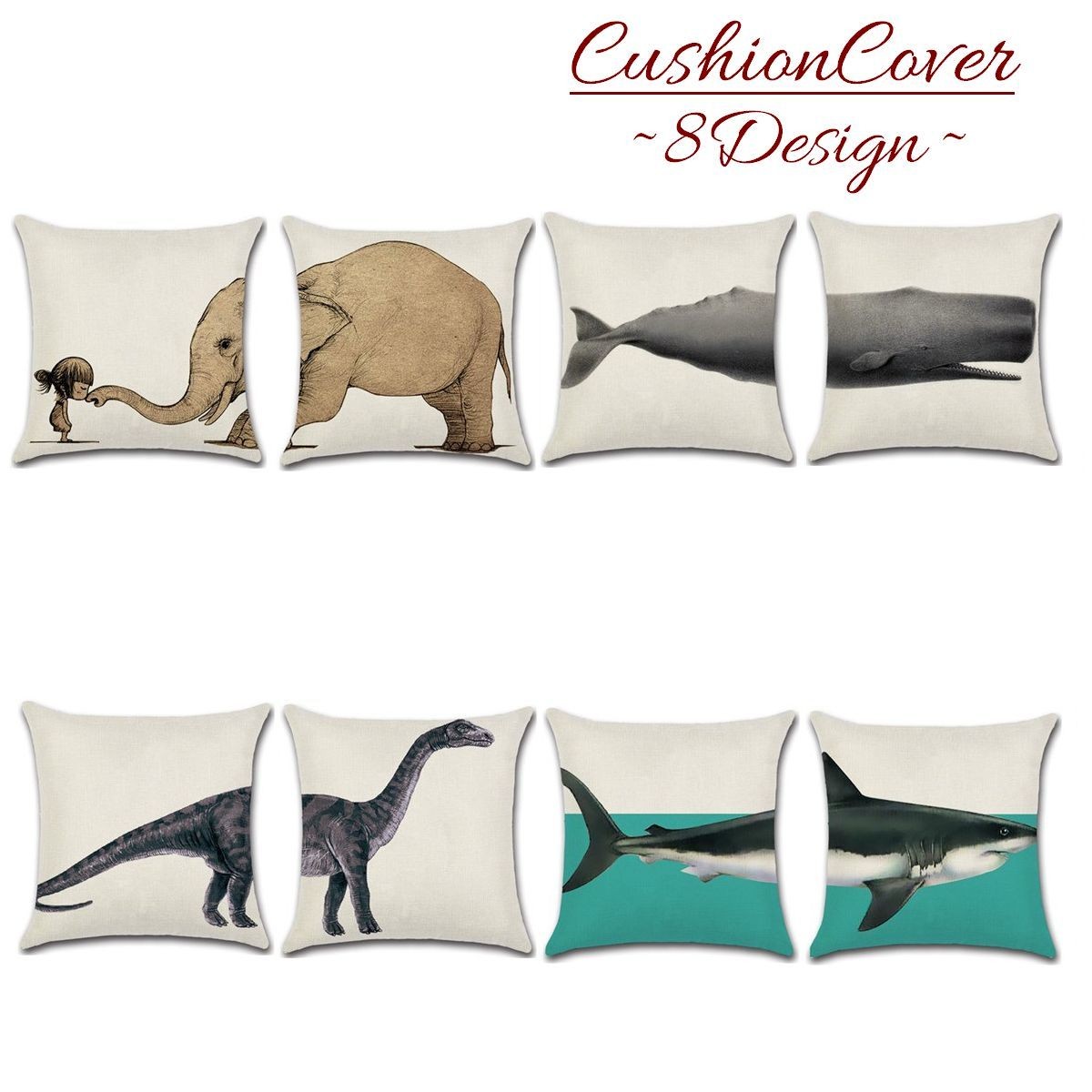クッションカバー クッション用カバー 45 45cm カバーのみ 動物 アニマル スクエア型 四角形 正方形 ユニーク 面白い 象 鯨 鮫 恐竜 おし Zak おとりよせ Com 通販 Yahoo ショッピング