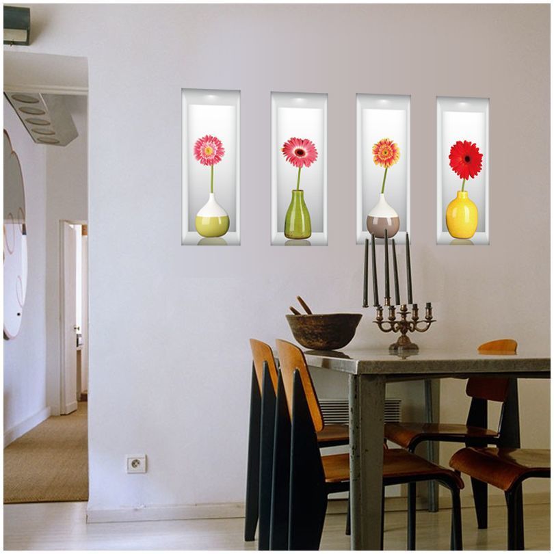 ウォールステッカー 壁紙シール 3d おしゃれ だまし絵 ウォールデコ チューリップ トリックアート フラワー ルームデコレーション 立体的 花 花瓶 店舗良い 3d