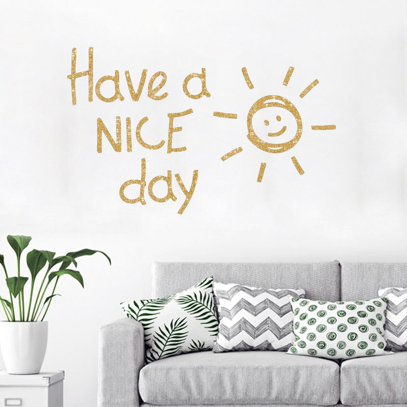 ウォールステッカー ウォールシール 転写式 英字 英文 太陽 マーカー風 手書き風 ラメ 壁面装飾 商店 ステッカー キラキラ シール 壁紙シール 壁装飾
