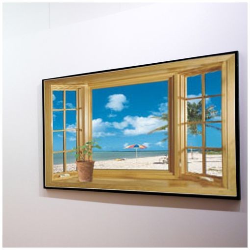 ウォールステッカー 壁紙シール 3d 立体的 トリックアート だまし絵 海辺 ビーチ スピード対応 全国送料無料 風景 景色 ウィンドウ きれい 窓枠 ルームデコレーション 窓