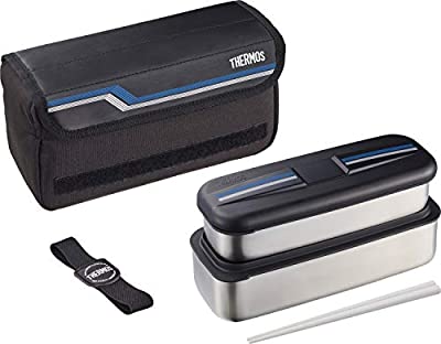 サーモス フレッシュランチボックス 2段式 1100ml （ラインブラック） DSD-1104W L-BKの商品画像