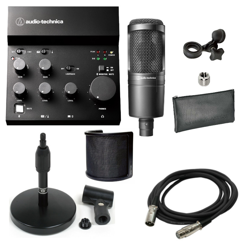 AUDIO-TECHNICA Audio Technica AT-UMX3 USB аудио миксер + AT2020 Mike + AD11 + POP защита + 3m XLR кабель 