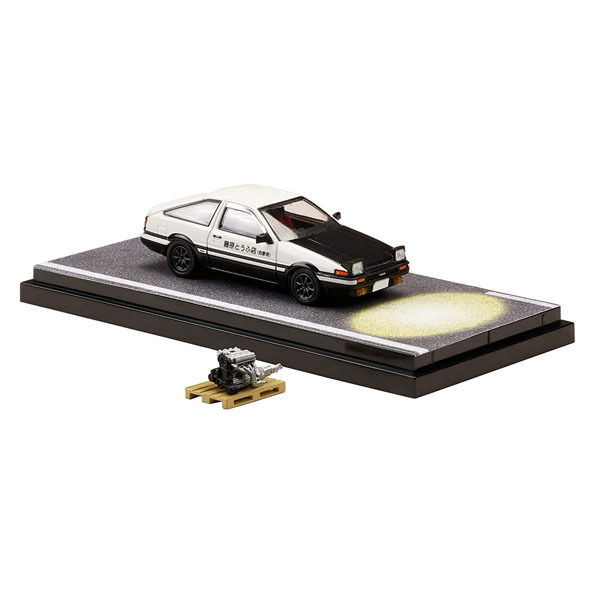 トヨタ スプリンター トレノ GT APEX （AE86） 頭文字D PROJECT D オープン ヘッドライト / 4A-GE 5 バルブ ディスプレイモデル付き （1/64スケール ダイキャスト AB ドライバー 藤原 拓海 HJ642008DC）