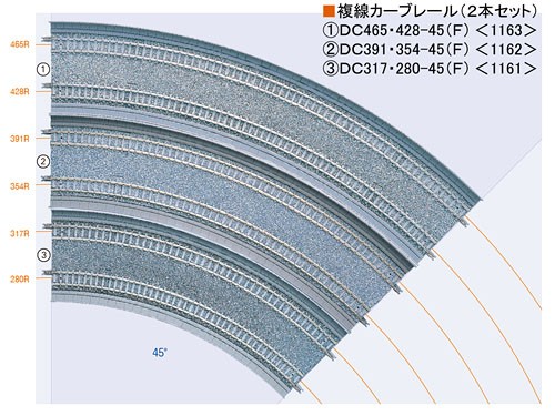 トミーテック TOMIX 複線カーブレール DC465・428-45（F） 2本セット