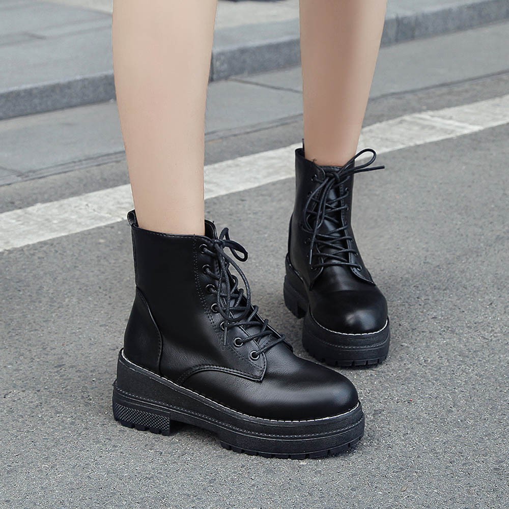  short boots lady's shoes thickness bottom Work boots race up spring autumn winter beautiful legs .....