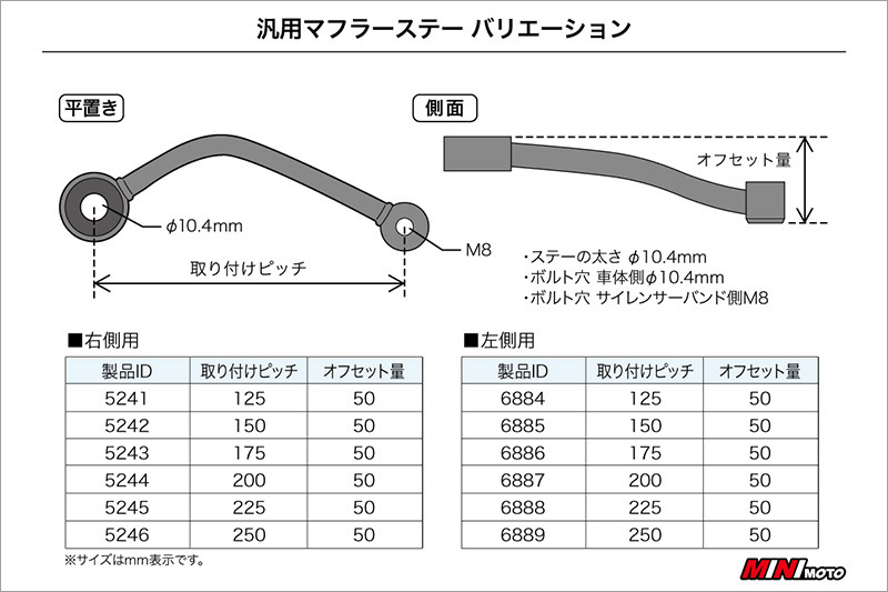  muffler stay all-purpose made of stainless steel offset 50mm/ length 125mm right for [ Minimoto ][minimoto][ Honda 4mini][ touring ][ custom ]