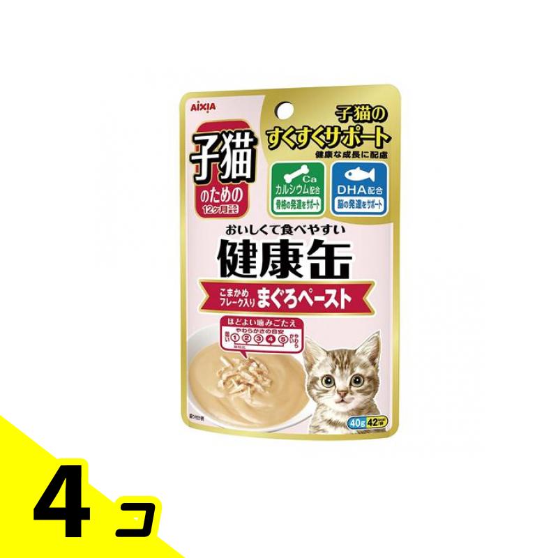 アイシア 健康缶 子猫のためのこまかめフレーク入りまぐろペースト 40g×4個 猫缶、ウエットフードの商品画像