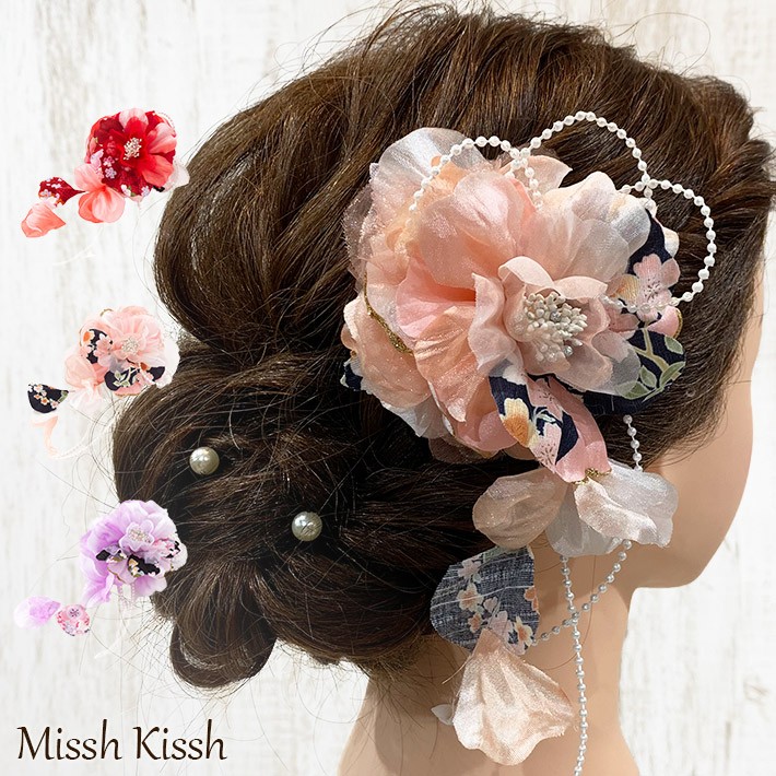 バラ ヘアピン 着物 成人式 袴 夏祭り 髪飾り 前撮り ピンク ヘアゴム 花