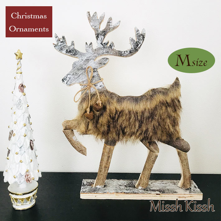 オーナメント オブジェ サンタクロース Wood Reindeer Mサイズ