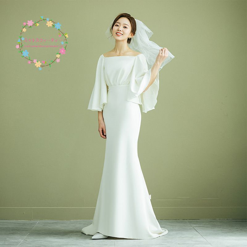  свадебное платье русалка белый рукав есть невеста свадьба 2 следующий . вечернее платье свадебный длинное платье осень-зима новый товар ... путешествие Корея . тип мода 