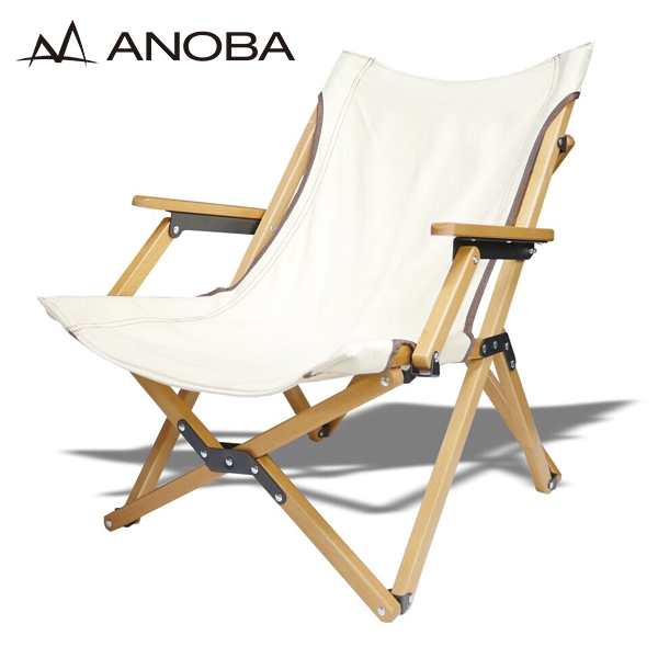 ANOBA アノーバ ひじ掛け付きウッドハイバックチェア ロータイプ AN030（ホワイト） アウトドアチェアの商品画像