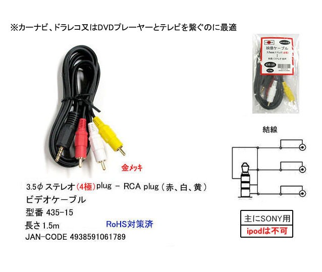 3.5mmφ4 высшее =RCA×3 кабель 1.5m [ утка n435-15]