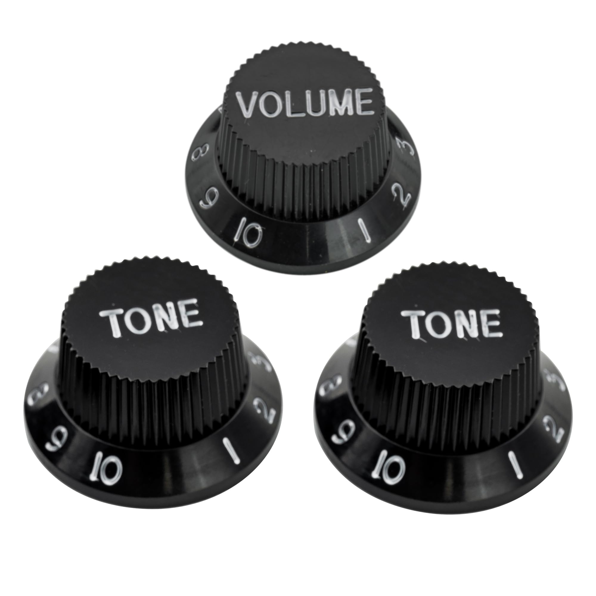 Musiclily millimeter standard Strato knob set 1V2T knob ST electric guitar, black (3 piece set )