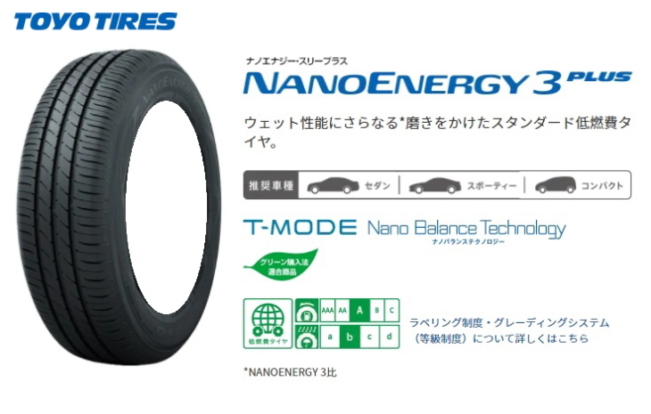 TOYO TIRES NANOENERGY 3 PLUS 175/70R13 82S タイヤ×2本セット NANOENERGY ナノエナジー 3PLUS 自動車　ラジアルタイヤ、夏タイヤの商品画像