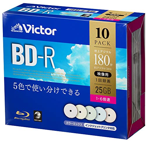  Victor (Victor) 1 раз видеозапись для BD-R VBR130RPX10J1 ( одна сторона 1 слой /1-6 скоростей /10 листов ) цвет MIX