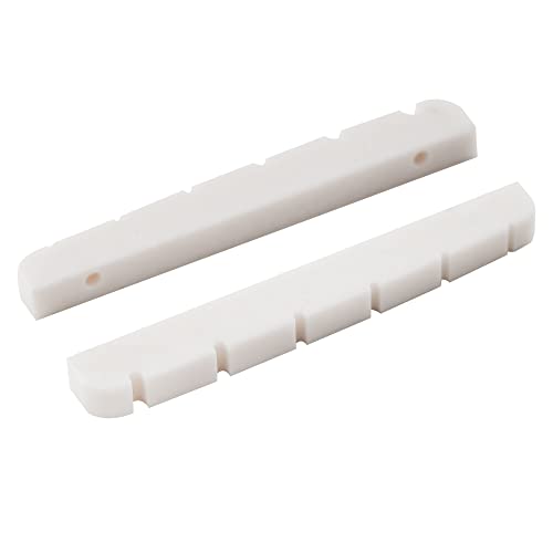 Musiclily Pro urine element resin plastic 42mm string groove has processed . nut 6 string Fender Stratocaster for Flat bottom, white (2 piece set )