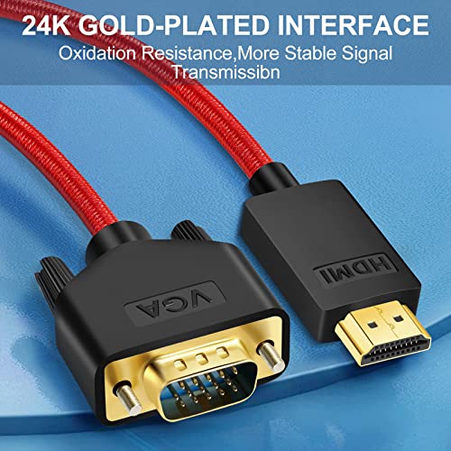 ANNNWZZD HDMI VGA conversion nylon compilation collection HDMI to VGA cable monitor Pro jektaPC desk top TV for red 3M