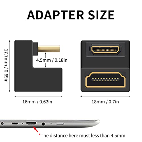 Duttek 180 times Mini HDMI HDMI adaptor 8K U character type HDMI Mini HDMI adaptor 48Gbps UHD down angle Mini HDMI male HDMI female extension converter camera /p