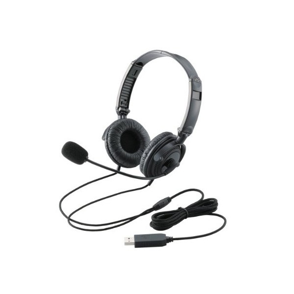  Elecom HS-HP20UBK USB headset ( both ear over head ) black free shipping ELECOM