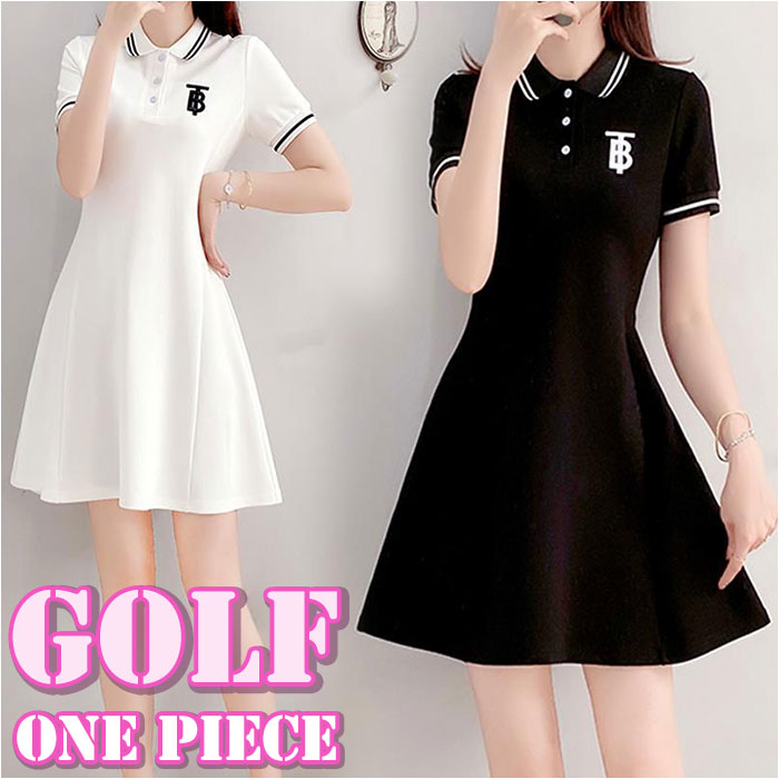  Golf mail order Golf wear One-piece lady's tennis wear Golf wear Golf dress short sleeves dress sport wear ventilation . sweat spring summer commuting going to school A line 