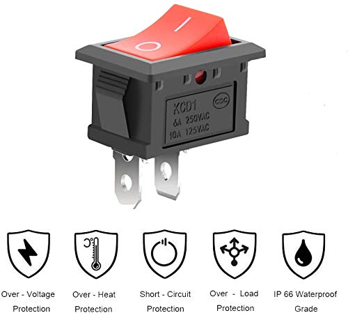 GTIWUNG 35 piece entering lighting none red rocker switch on - off ON-OFF SPST auto boat locker toggle switch snap 2 pin 1