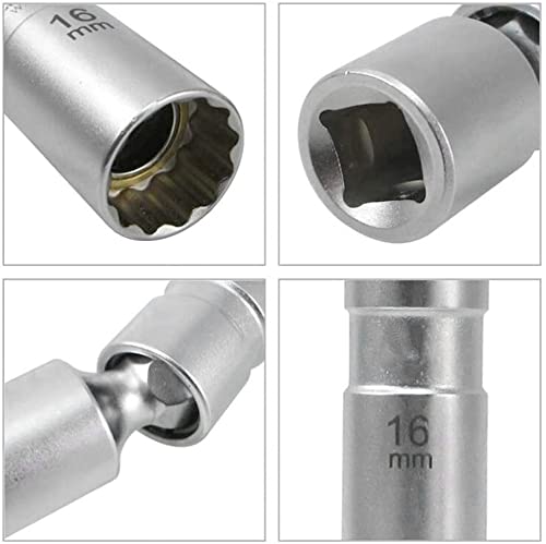  spark-plug wrench 14mm / 16mm difference included angle 3/8" 12 angle light wall 360 times rotation universal joint spark-plug socket (14mm)