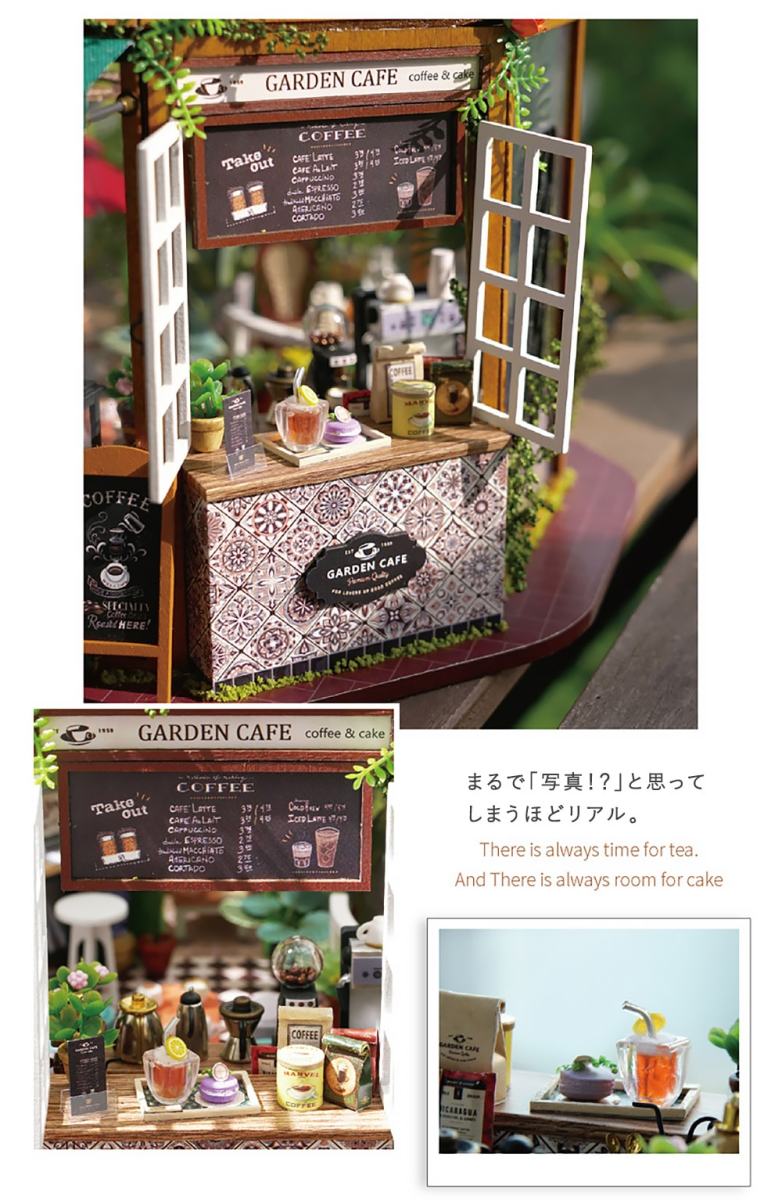  кукольный дом миниатюра ручная работа комплект сад Cafe | парник кофейня rose | большой 1/24 | LED свет + акрил кейс 